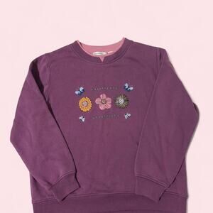 Vintage Shenanigans Purple embroidered floral butterfly sweatshirt Size Small